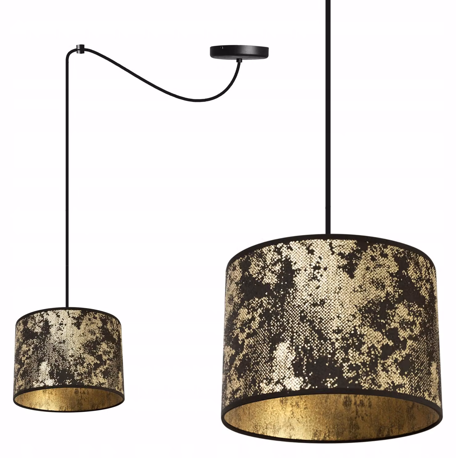 Lampada a sospensione Spider con motivo dorato – Lampada a sospensione moderna con paralume dorato, lampada da soffitto per soggiorno e sala da pranzo
