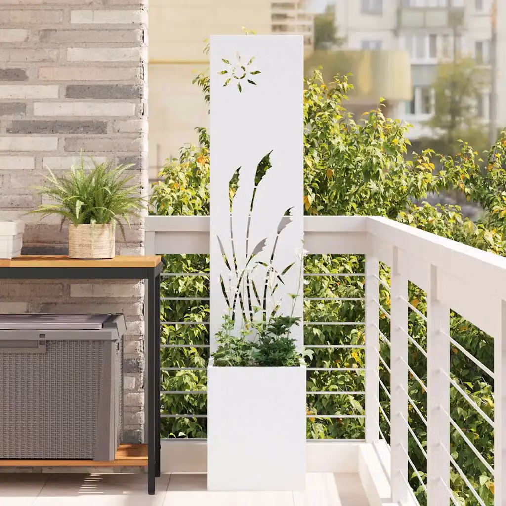 Schermo per privacy da giardino vidaXL in acciaio bianco, L/P/H: 32 x 32 x 150 cm
