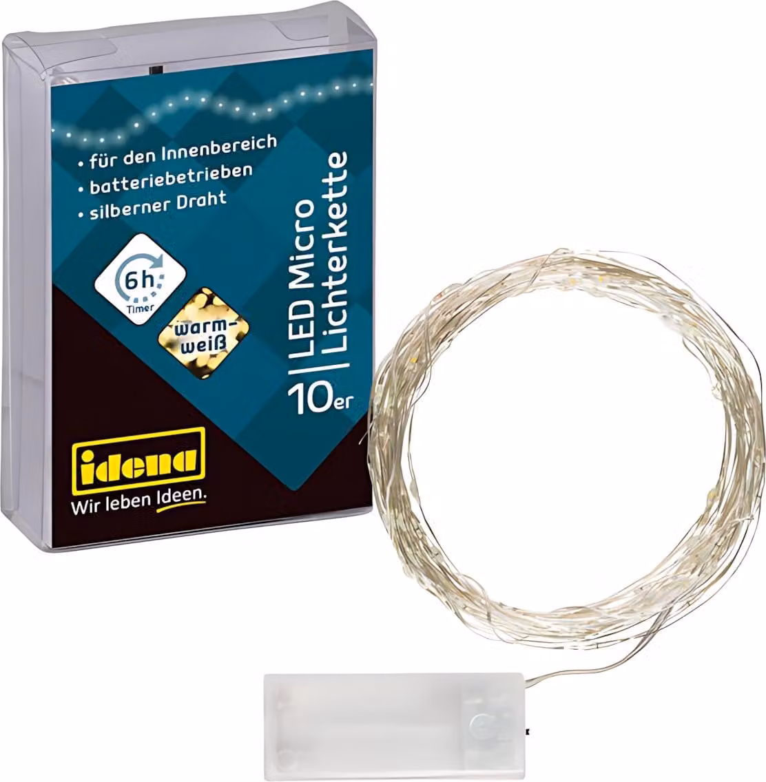 Idena 31114 Idena 10er Micro LED Lichterkette weiß 1,20 m