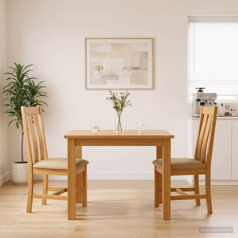 Set di 2 sedie da pranzo moderne vidaXL in legno di quercia massello beige