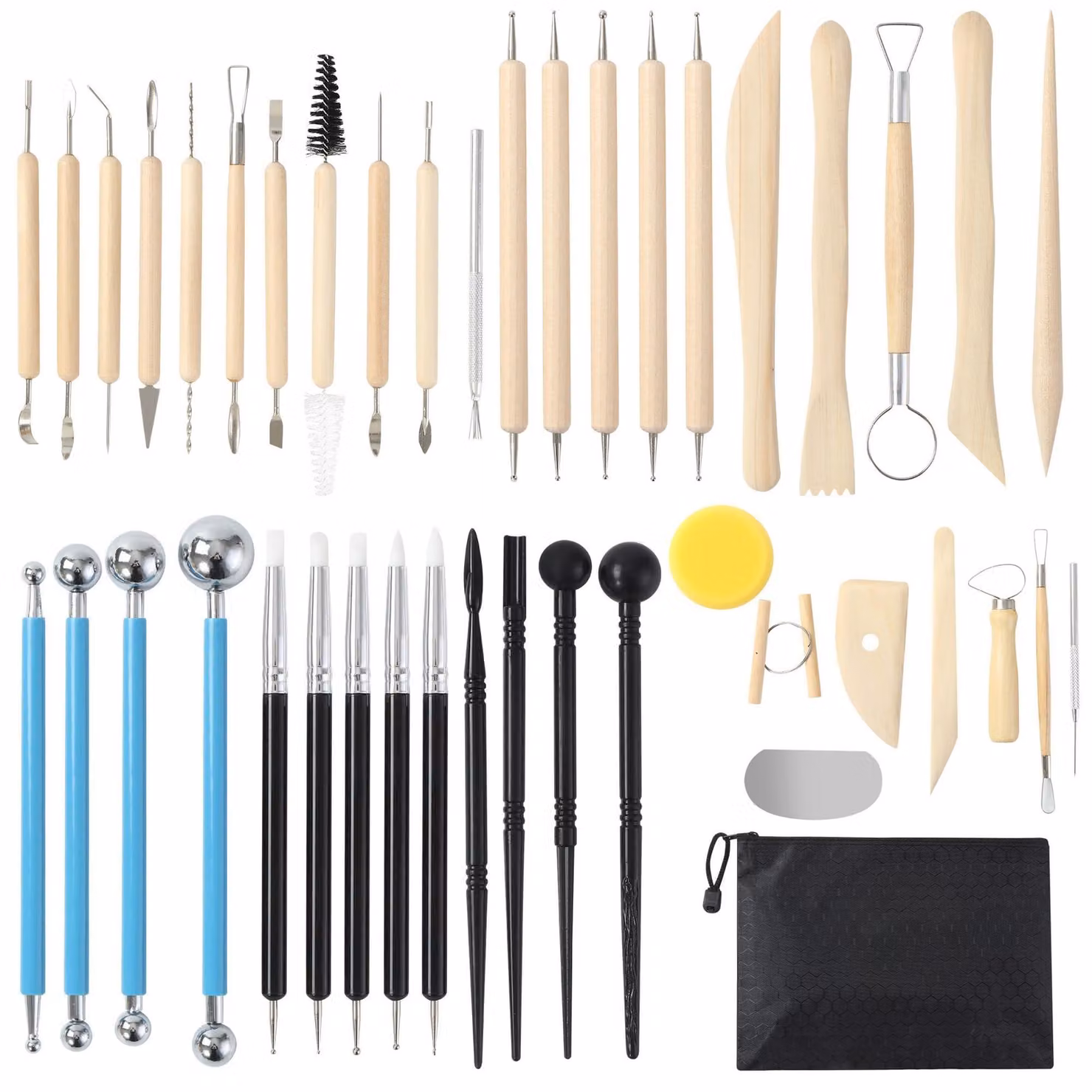 Kit di strumenti per Vetroceramica - Set da 43 pezzi - Include una custodia per il trasporto - Multicolore - Ideale per modellare e decorare - Adatto per hobbisti e...