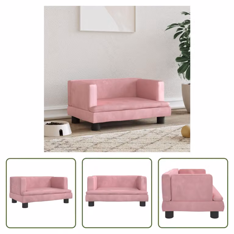 The Living Store Letto per cani Rosa 60x40x30 cm in velluto