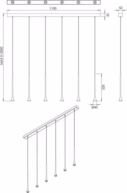 Lampada a Sospensione Susa LED 30W 2790lm 3000K Dimmerabile a taglio di fase, Struttura Metallo Nero e Ottone satinato - Susa