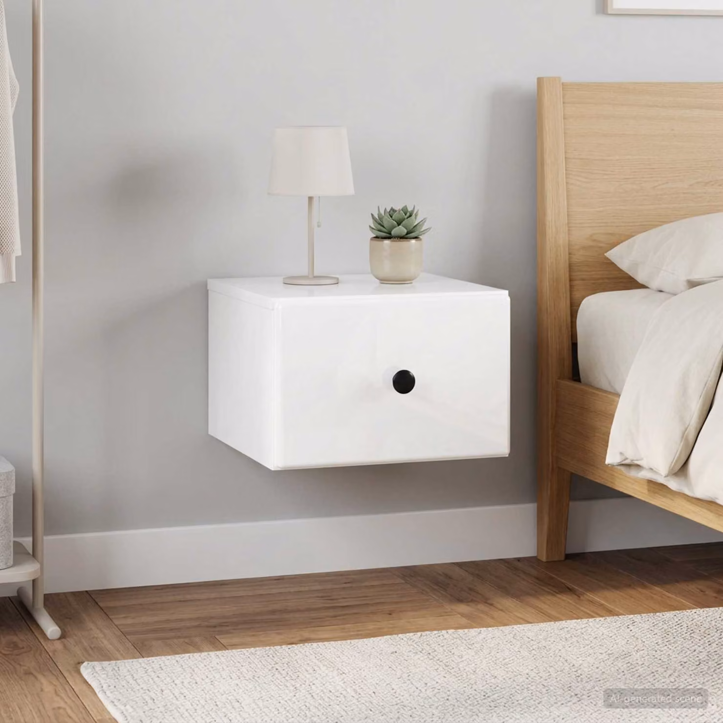 Set di 2 comodini sospesi vidaXL Bianco Lucido L 34,5 cm x P 33 cm x H 20 cm