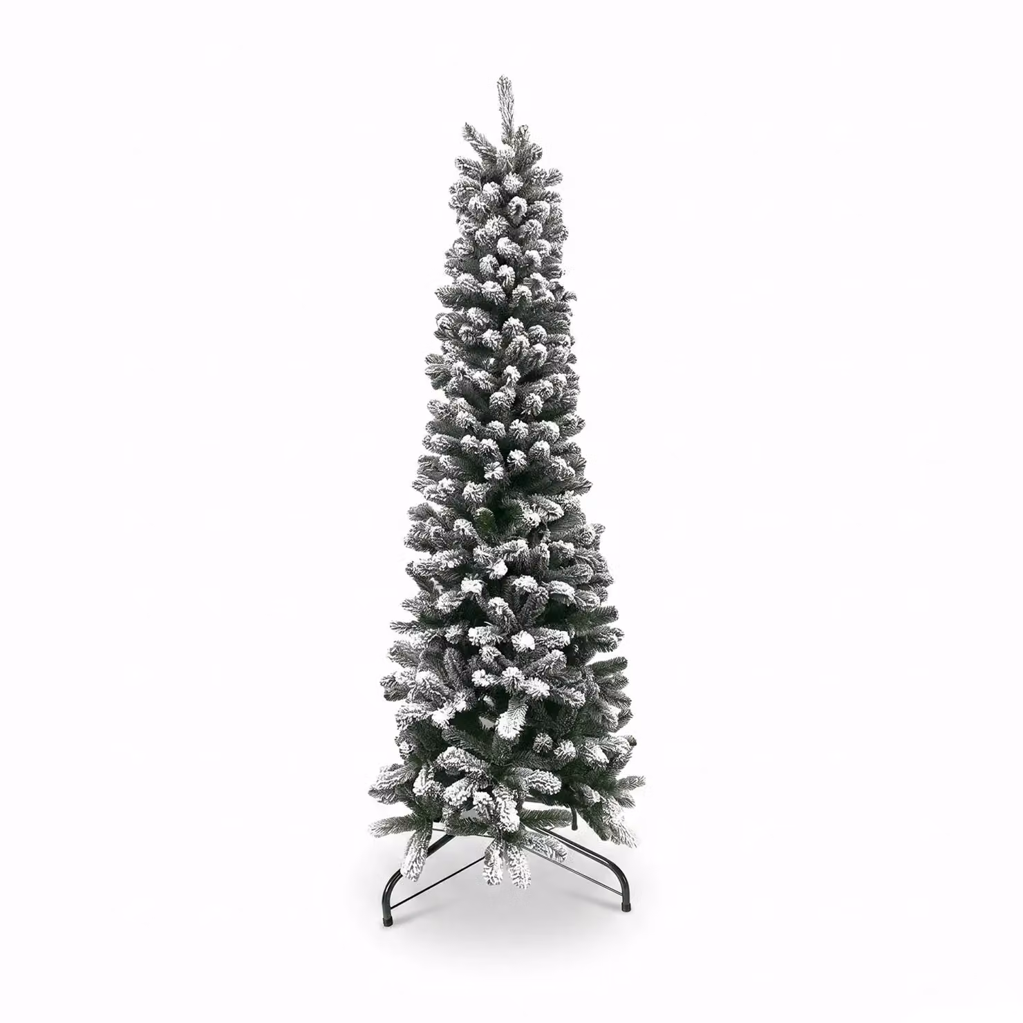 Albero di Natale Artificiale Slim Aspen Innevato VESTIAMO CASA, Colore Bianco e Verde, H: 180 cm, Diametro alla base: 66 cm – 1