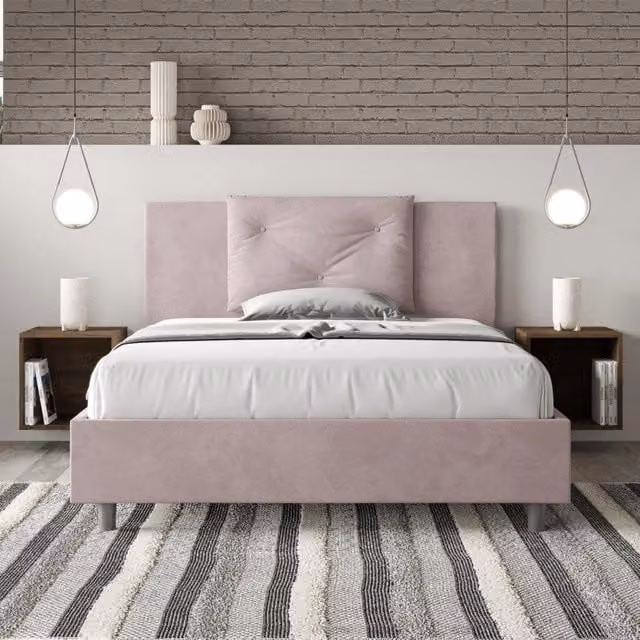 Letto imbottito Appia Ityhome in microfibra con rete, L: 145 cm, P: 202 cm, H: 110 cm – 1