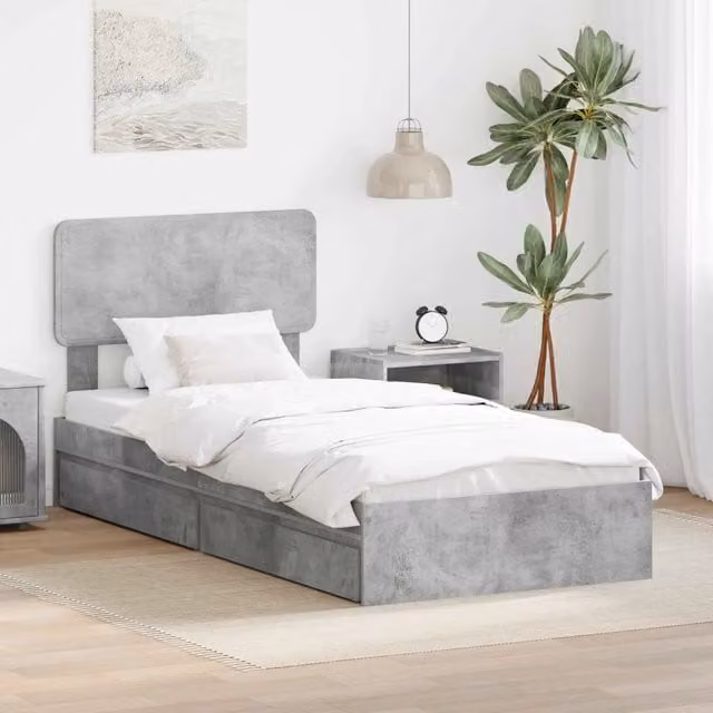 Letto con Contenitore con cassetto Grigio cemento 90 x 190 cm 3412321