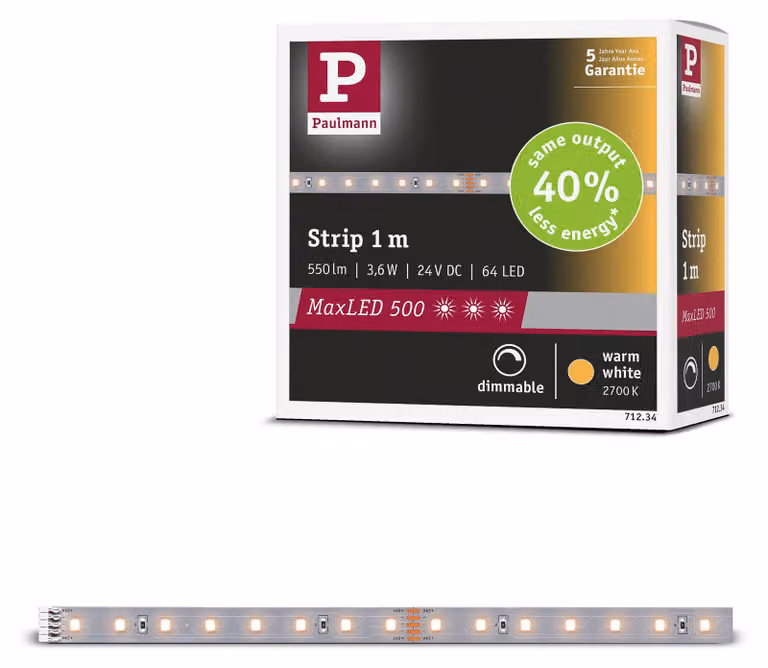 Paulmann MaxLED 500: Striscia LED, luce calda, modulo di estensione