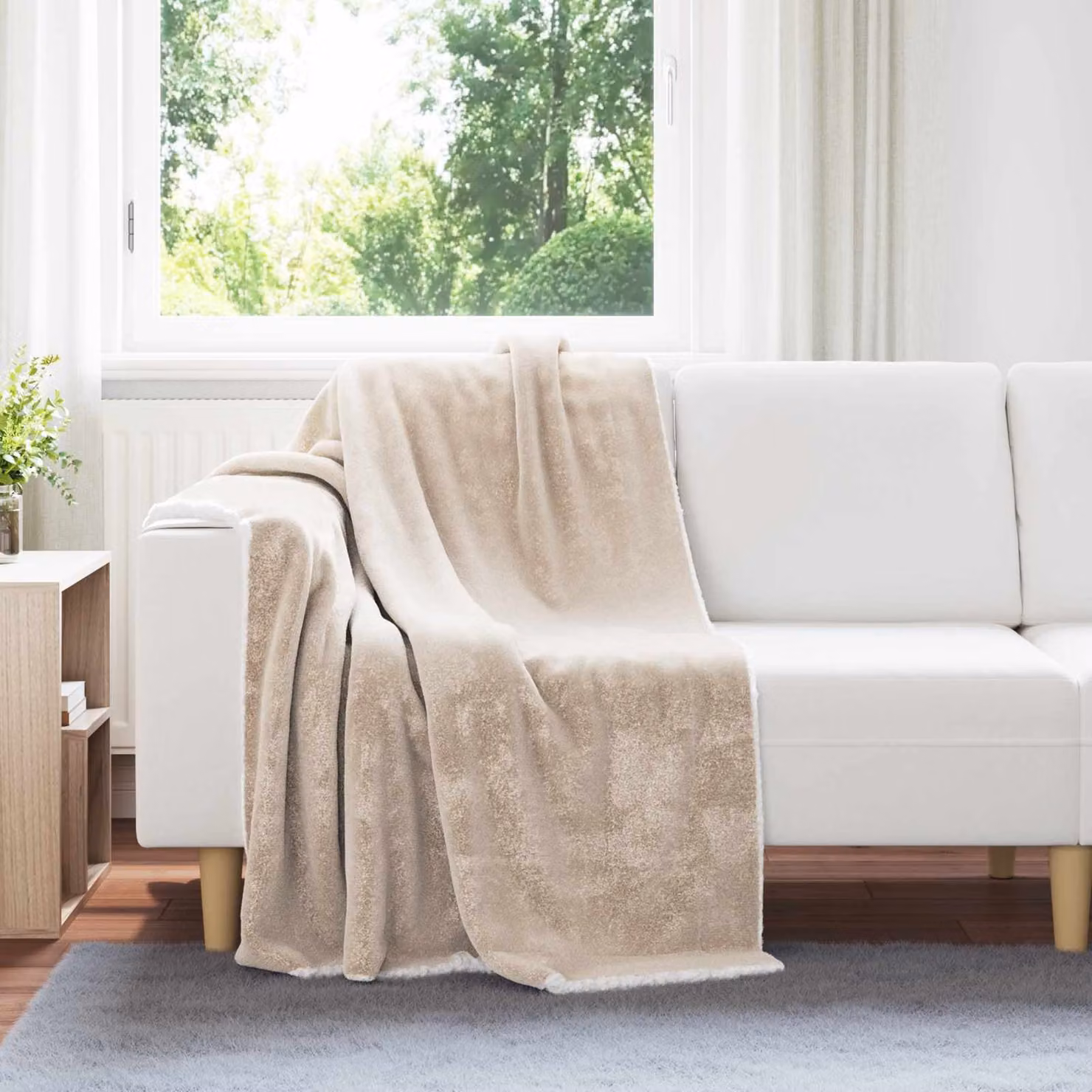 Coperta in pile morbida vidaXL beige L: 130 cm x P: 150 cm