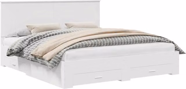 Letto matrimoniale | Letto per adulti | Struttura del letto Bianco 180 x 200 cm Legno multistrato