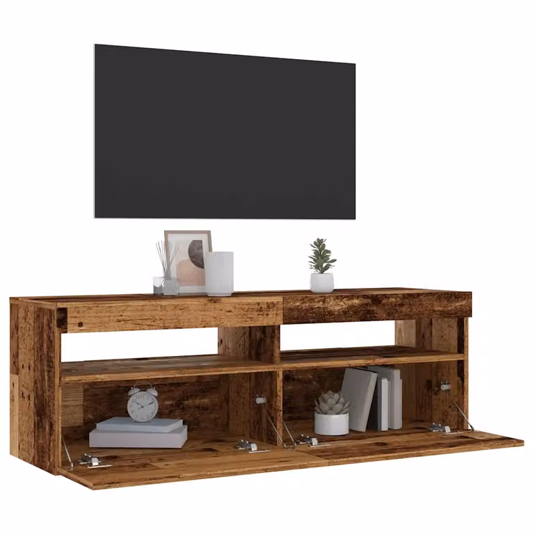 Mobile Porta TV vidaXL con LED in Legno Antico Marrone, L 120 cm x P 35 cm x H 40 cm