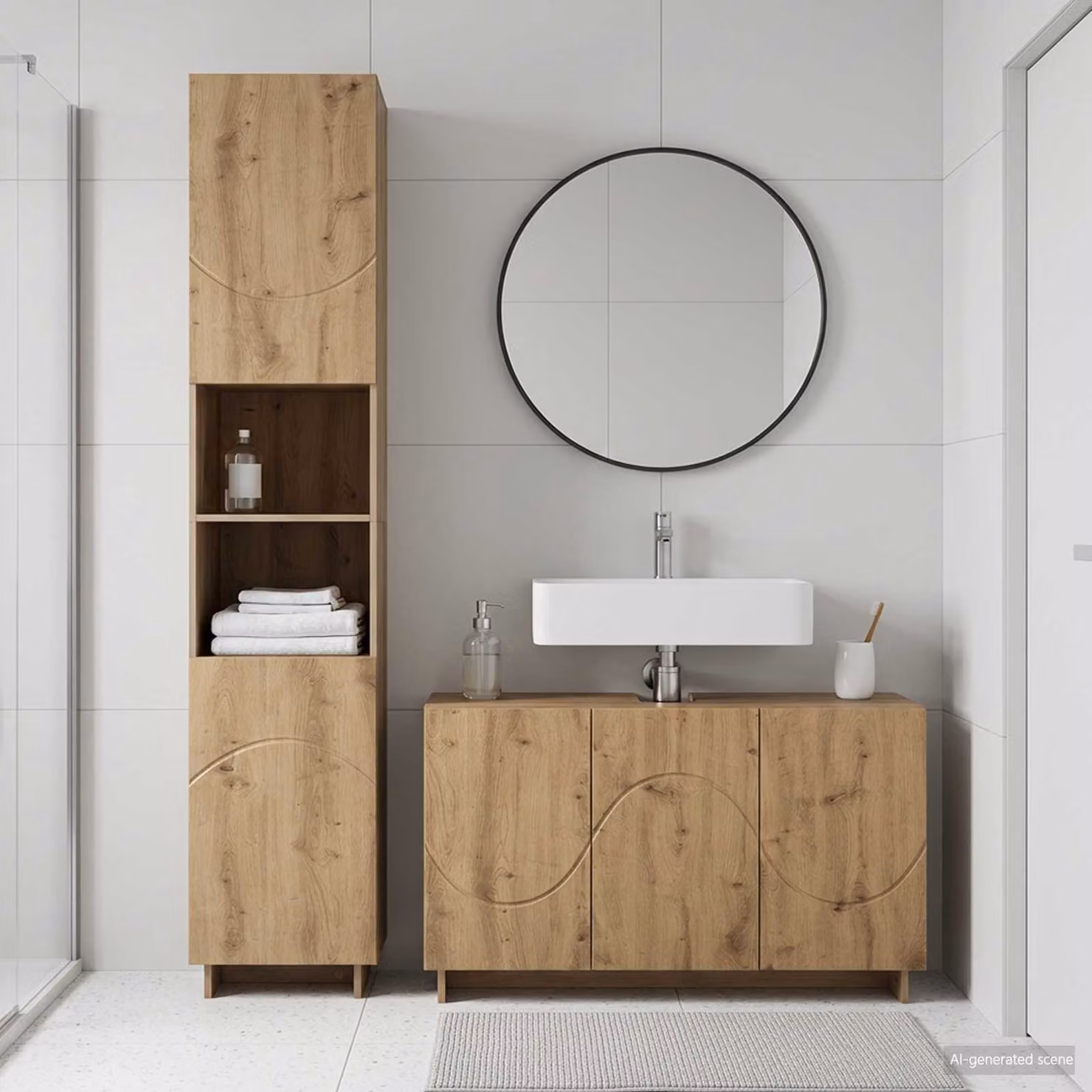 vidaXL Set mobili da bagno 2 pz Rovere Artigianale