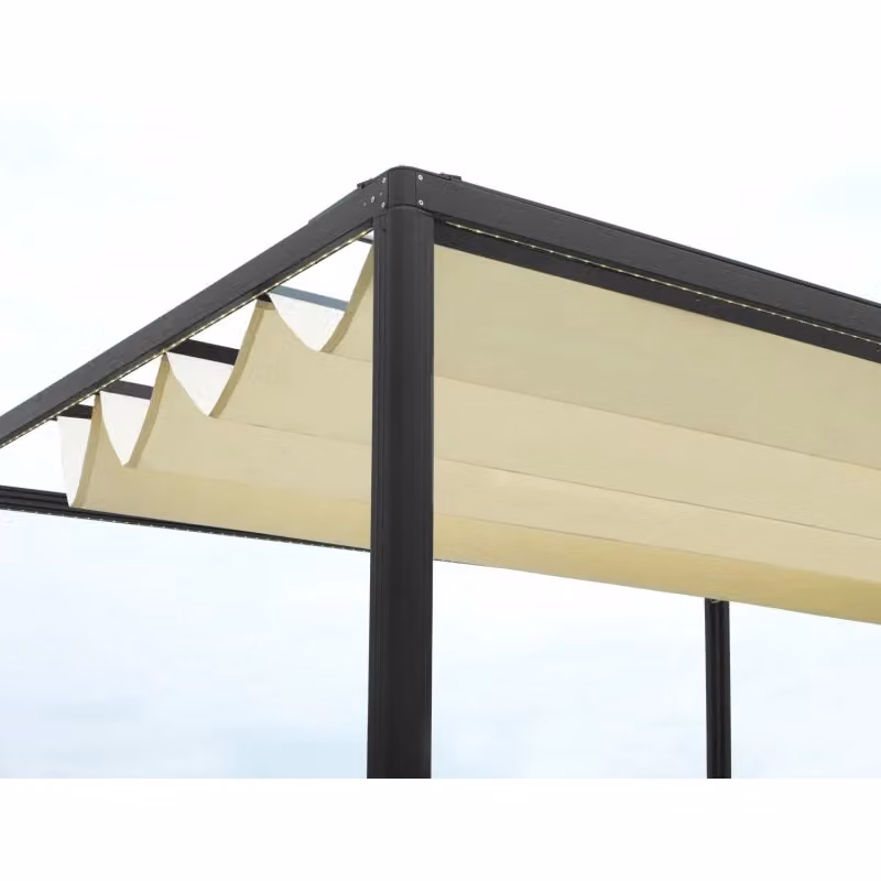 Gazebo pergola Milwaukee in alluminio con telo elettrico nero L: 300 cm, P: 300 cm, H: 230 cm – 2