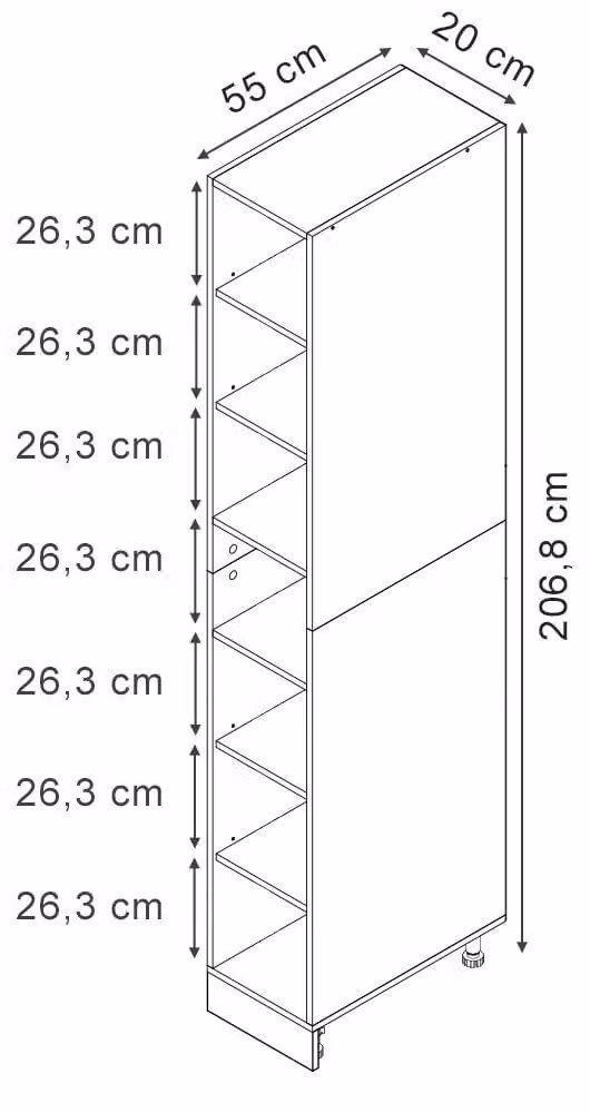 Scaffale da cucina Vicco R-Line Rovere dorato/Rovere dorato 20 cm con 7 scomparti, Model 60565