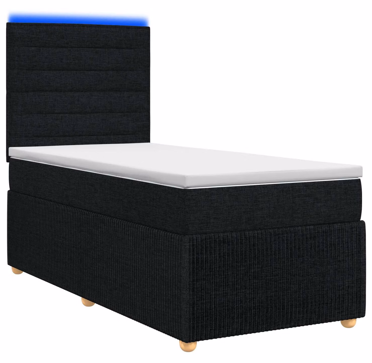 Letto boxspring LED con materasso nero 100 x 200 cm Tessuto