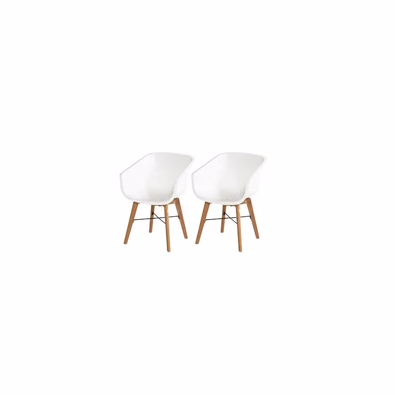 Set di 2 sedie AMALIA Eucalyptus HARTMAN in legno trattato bianco con braccioli per giardino e terrazza L/P/H: 80 x 58 x 44 cm – 2
