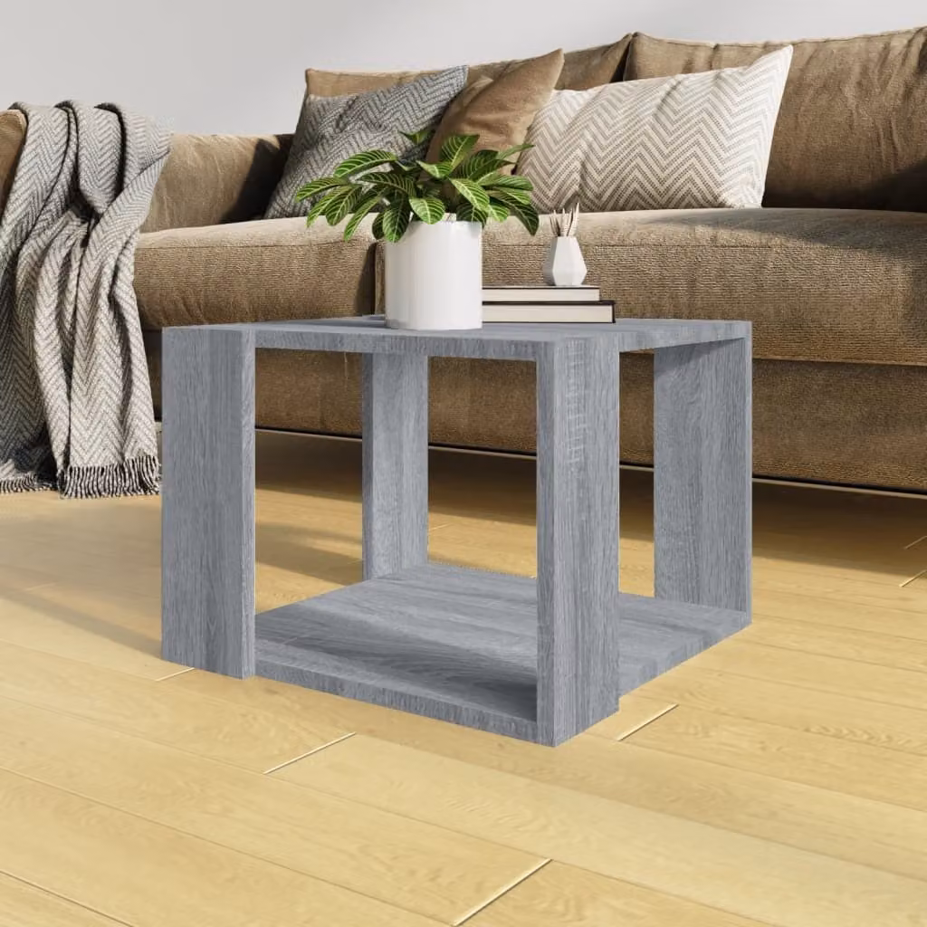 The Living Store Tavolino Grigio Sonoma 40x40x30 cm Materiale a base di legno