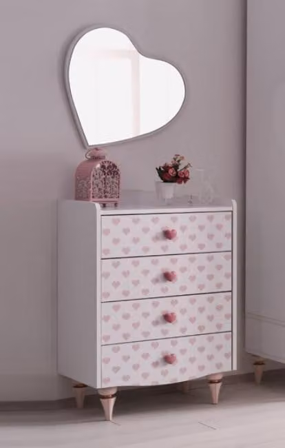 Kommode Spiegel Holz Set Modern Design Möbel Gruppe Weiß Luxus 2tlg