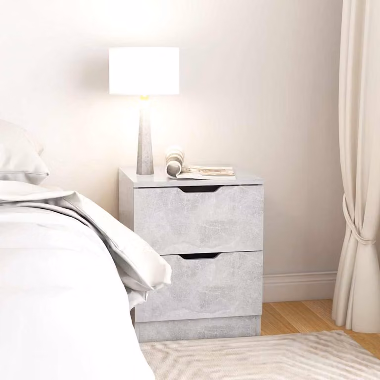 Comodino moderno vidaXL in legno multistrato grigio, L 40 cm x P 40 cm x H 50 cm