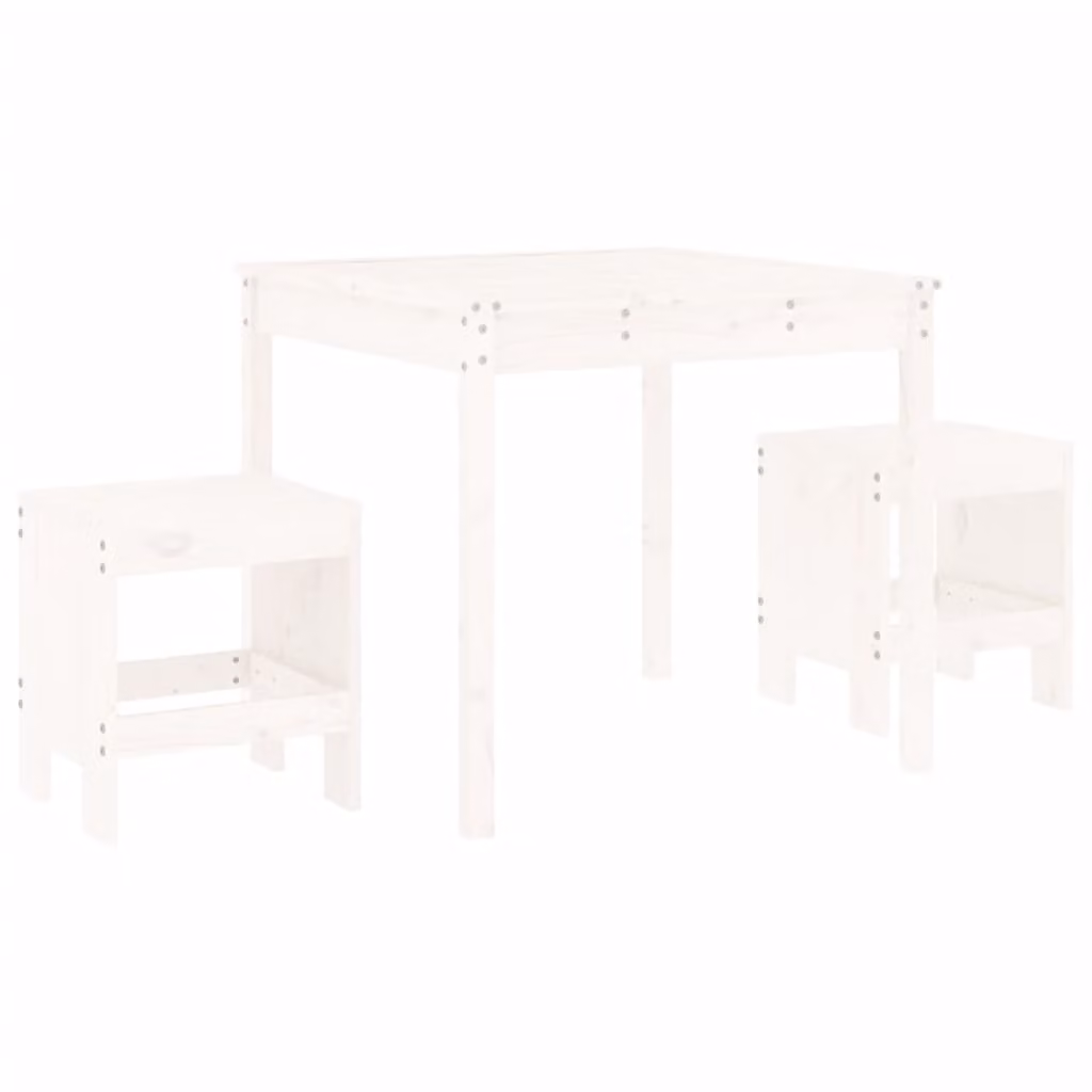 Set da Bistrot da Giardino 3pz Bianco in Legno Massello di Pino