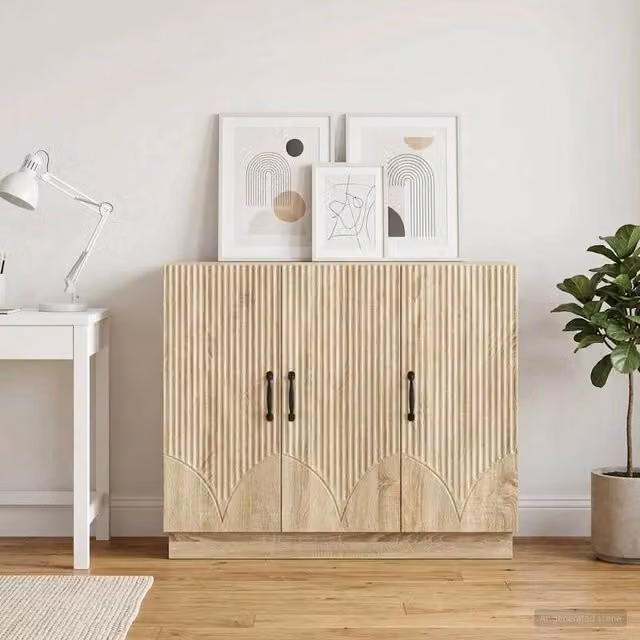 Credenza moderna vidaXL in legno MDF color rovere, L: 89 cm, P: 34,5 cm, H: 77 cm