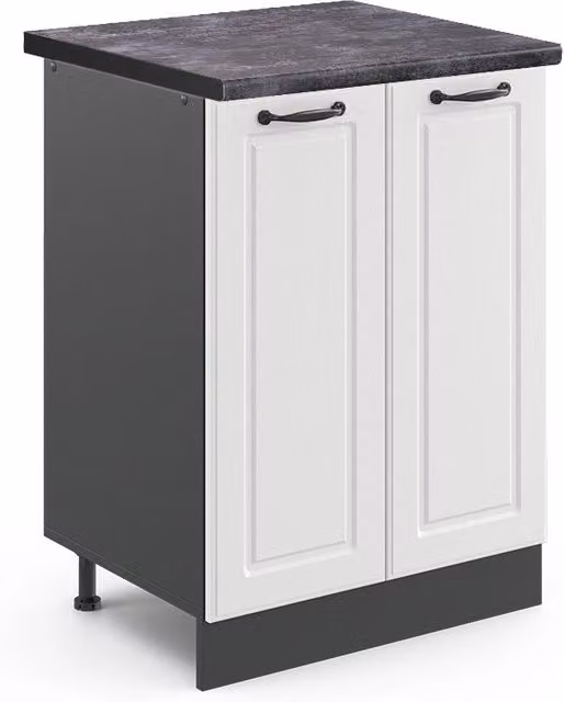 Mobiletto base cucina R-Line Bianco rustico/Antracite 60 cm, PL Antracite Vicco