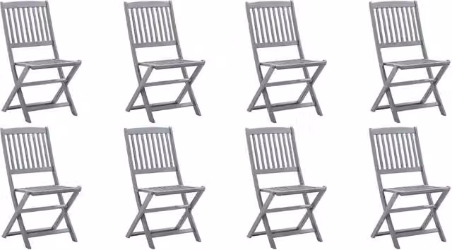 Sedie Pieghevoli 8 pz con Cuscini Massello Acacia 3078290