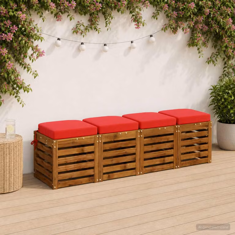 Set di 4 cuscini per sedile vidaXL SOEST in poliestere, colore rosso