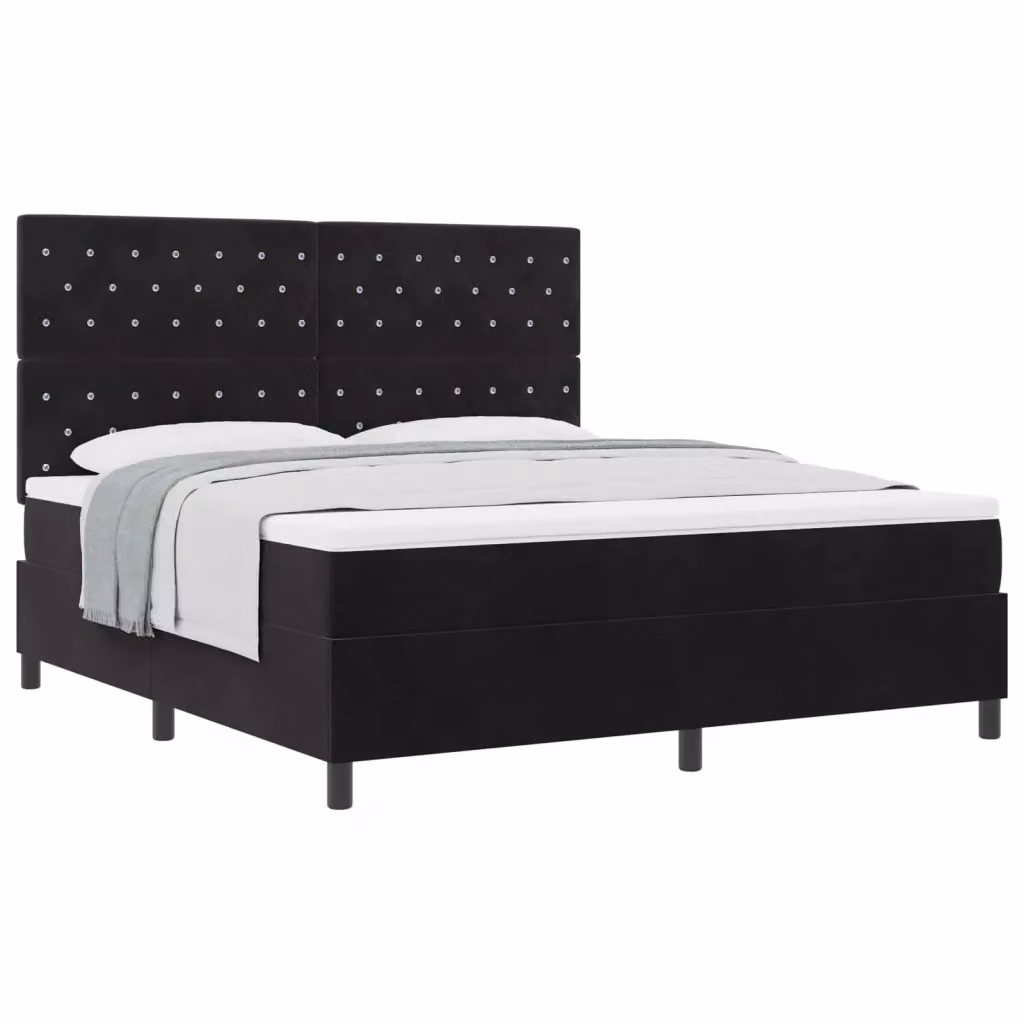 Letto a molle con materasso vidaXL in velluto nero L: 180 cm, P: 200 cm – 2
