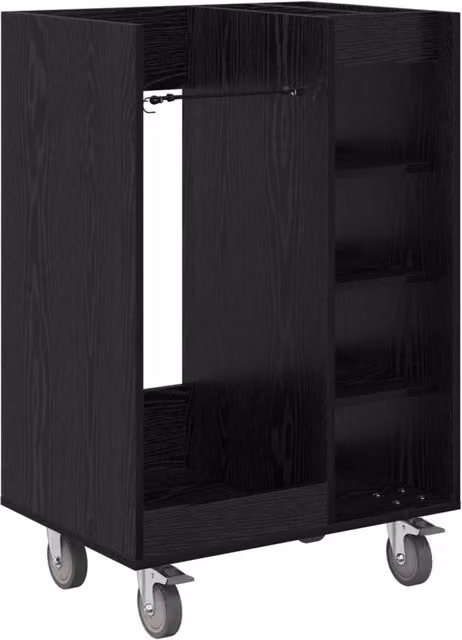 Armadio per golf DESIGN IN in rovere e nero con ruote, dotato di ripiani interni e asta appendiabiti, L: 65 cm, P: 45 cm, H: 98 cm