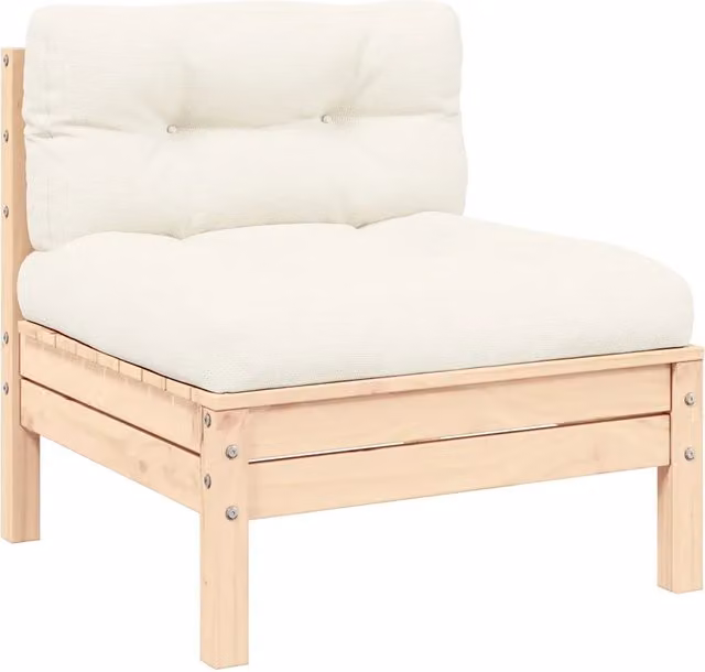 Divano da esterno-Divano da Giardino a 2 Posti con Cuscini Crema Massello di Pino 944821
