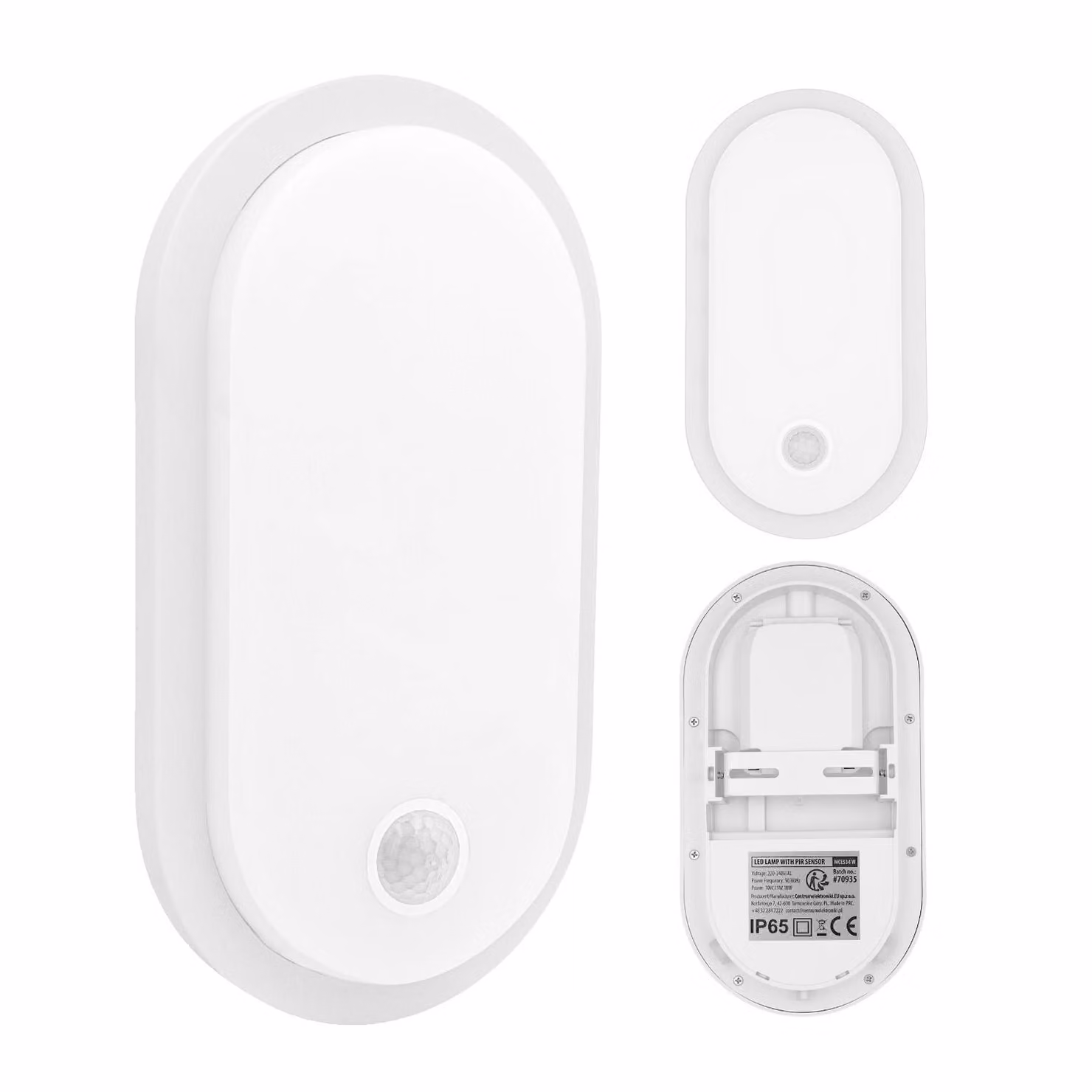 Lampada LED Maclean con sensore di movimento PIR, colore bianco, 10 W/15 W/18 W, grado di protezione IP65, temperatura di colore regolabile 3000/4000/6000 K, modello MCE534 W