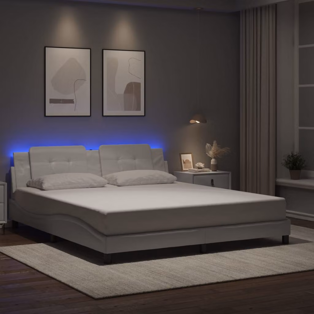 vidaXL Giroletto Zadar Bianco con LED e porta USB, L/P/H: 180 x 200 x 185 cm – 1