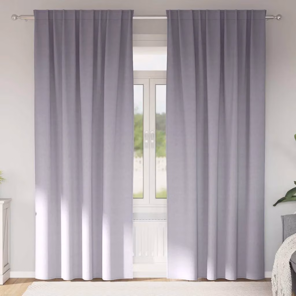 Set di 2 tende blackout vidaXL con anelli in poliestere, colore grigio, H: 260 cm x L: 140 cm