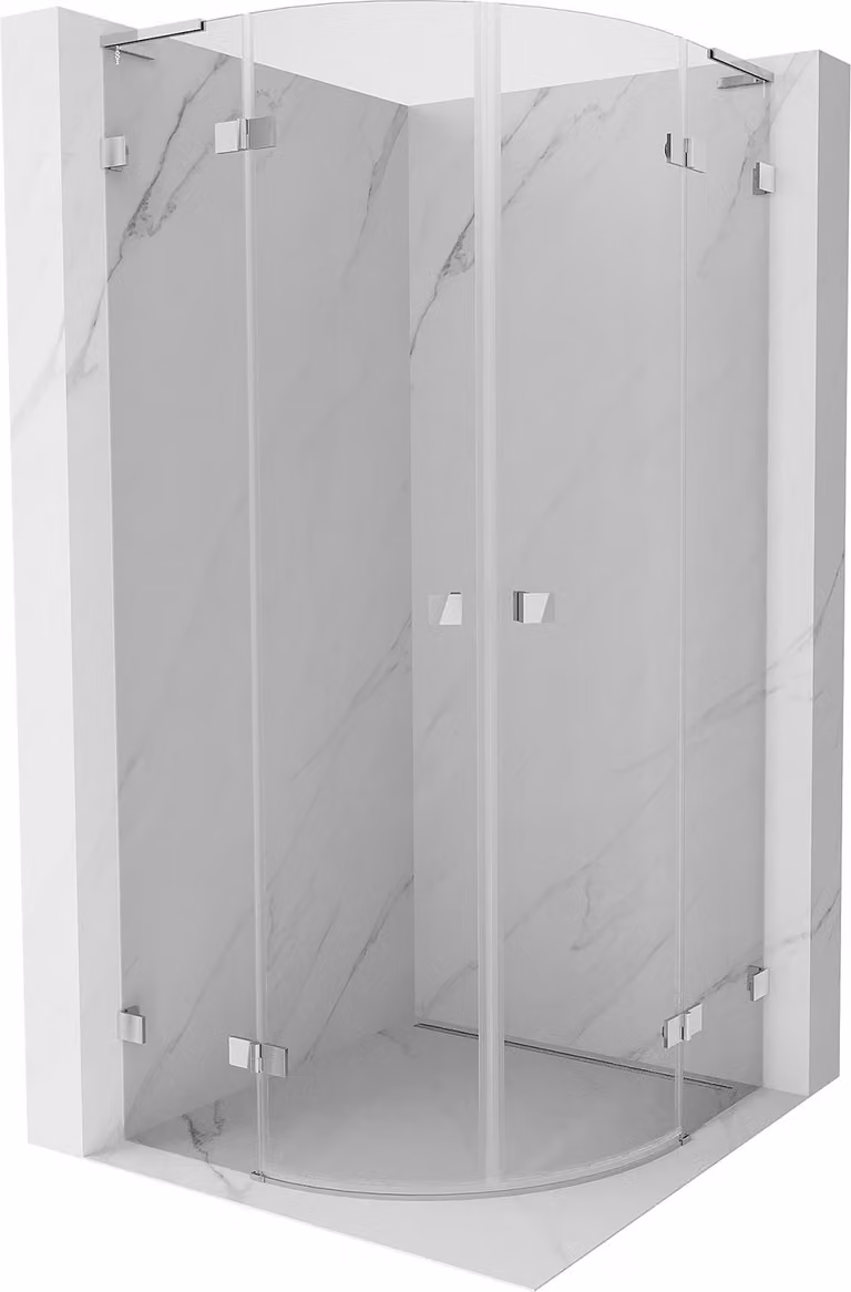 Mexen Lunar L cabina doccia semicircolare ad anta 90 x 90 cm, trasparente, cromato - 833L-090L-090P-01-00