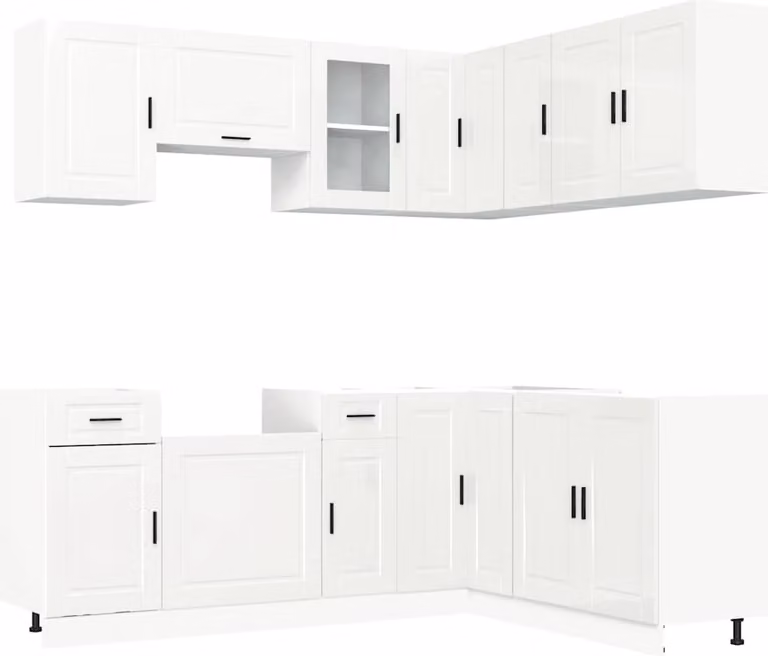 Set Mobili da Cucina 11 pz Porto Bianchi Lucido in Truciolato