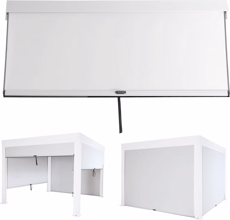 Parete laterale per pergola HWC-L46, parete laterale di ricambio per tenda a rullo per padiglione, tessuto/tessuto antitempesta 3x3m ~ bianco