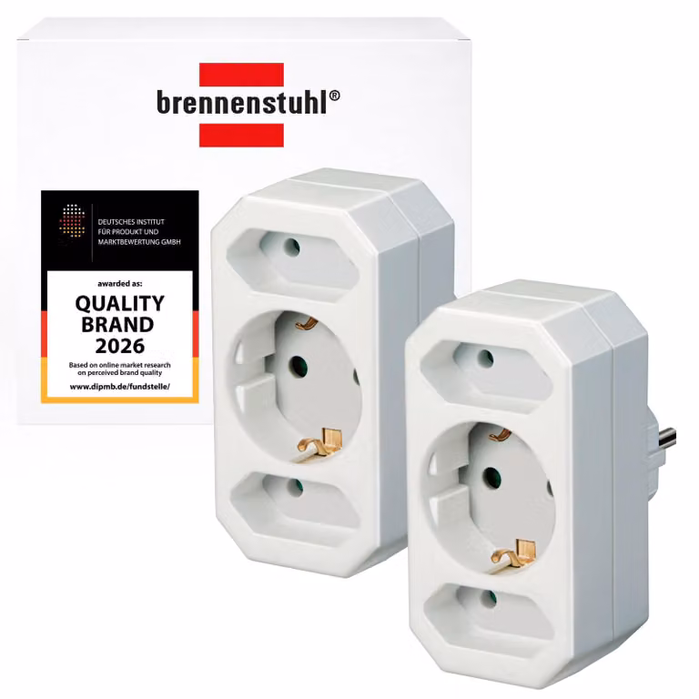 Set da 2 prese multiple Brennenstuhl, adattatore per prese da 3 vie
