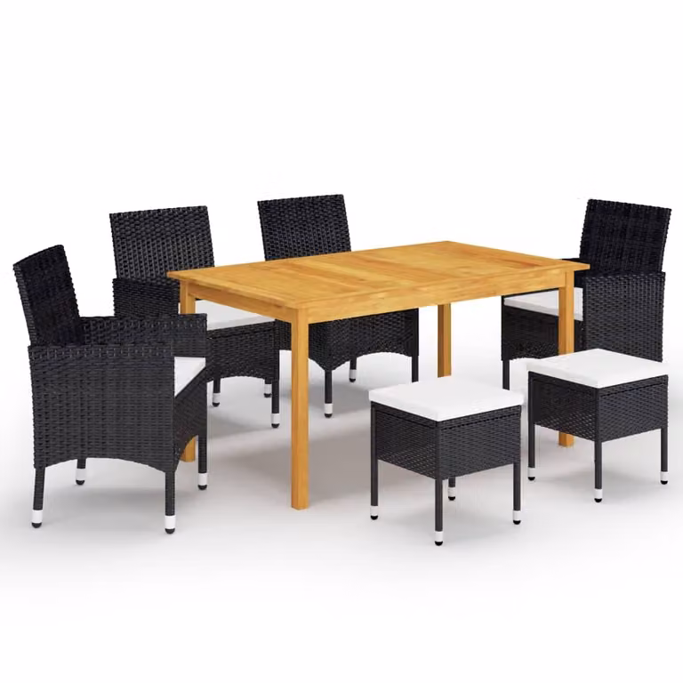 vidaXL set da pranzo da giardino 7 pezzi nero