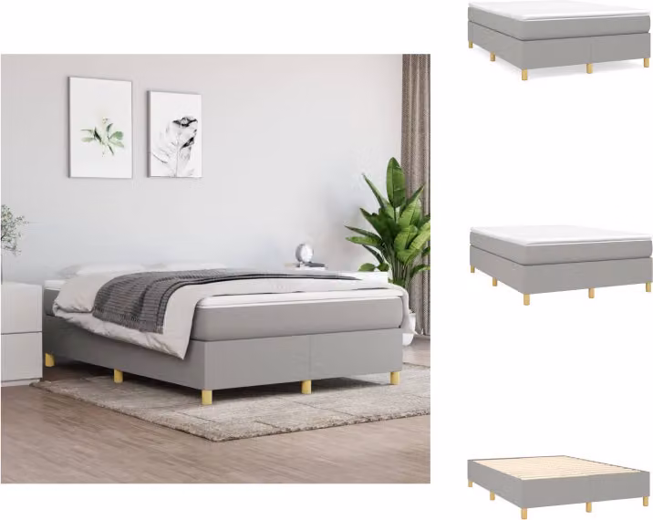 vidaXL Letto a molle insacchettate grigio chiaro 140x200 cm tessuto - Letti e strutture letto
