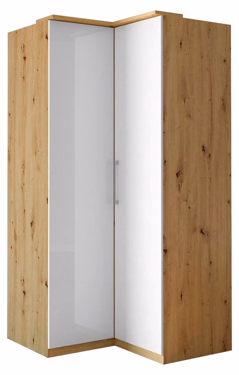 Armadio angolare Optima 109x64x216cm bianco lucido a 2 ante