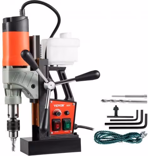 VEVOR Trapano a Colonna Elettronico 220 V con Base Magnetica e Doppia Guida a Coda di Rondine, Colore Rosso