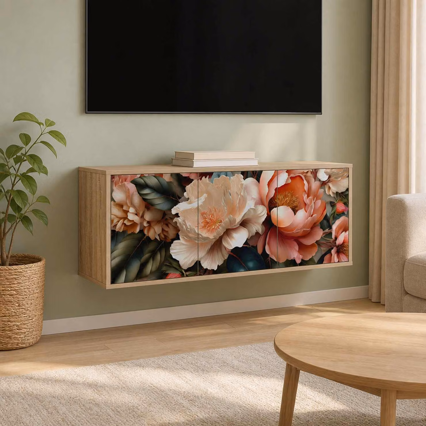 Mobile TV da parete vidaXL BORNE in Rovere Sonoma, L 102 x P 33 x H 40 cm