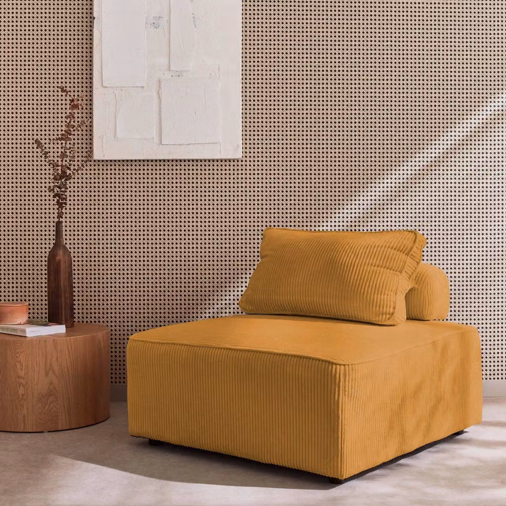 Modulo per divano modulare Sweeek in velluto a coste giallo mostarda – 2
