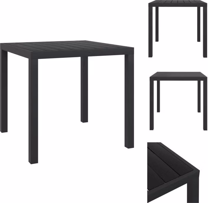 vidaXL Tavolo da pranzo da giardino in WPC alluminio 80 x 80 x 74 cm nero - Tavoli da giardino