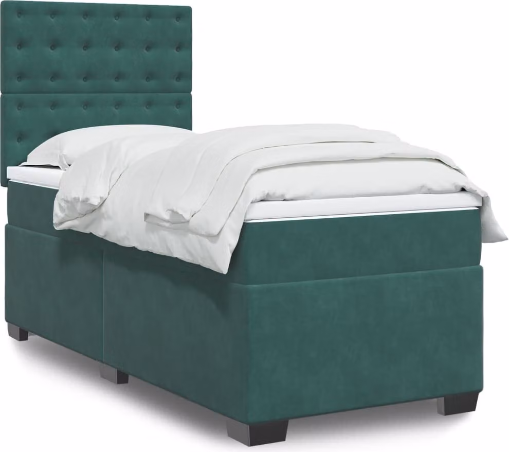 Maison Exclusive - Giroletto a Molle con Materasso Verde Scuro 90x200 cm Velluto