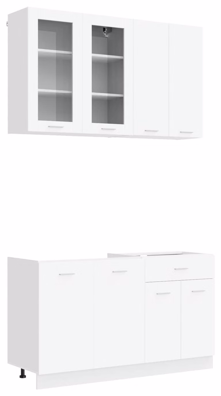 Set da cucina LYON, 4 pezzi, bianco, realizzato in materiale composito di legno