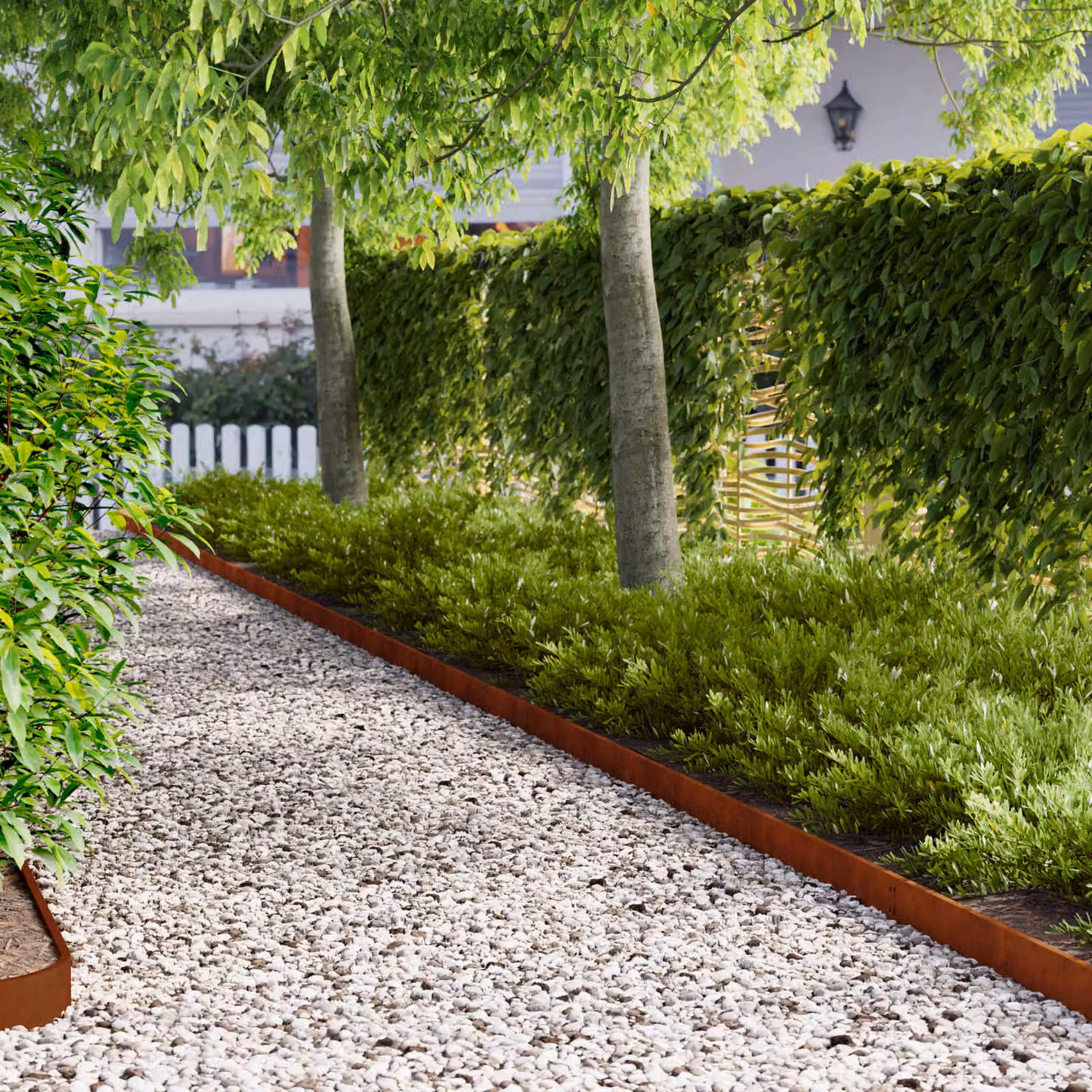 Set di 50 bordure per prato vidaXL in acciaio color ruggine, L: 103 cm, H: 10 cm