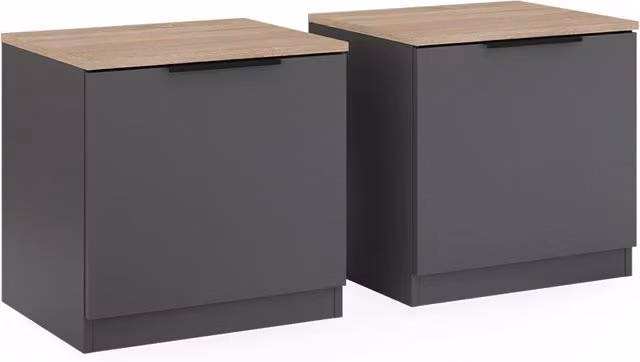 Set di 2 comodini Betti Vicco per camera da letto, colore Antracite e Sonoma