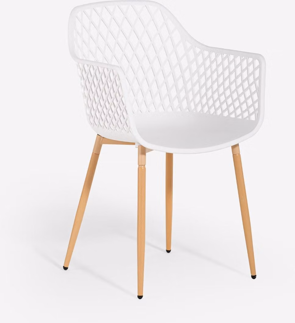 Sedia da cucina di design moderno in polipropilene con braccioli Vetra - Bianco